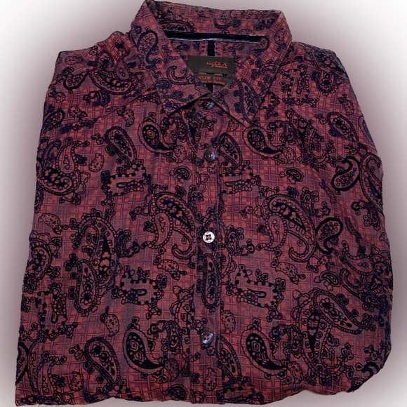 Eight X Premium by Buckle burgundy slim fit long sleeve button down shirt - Picture 3 of 12